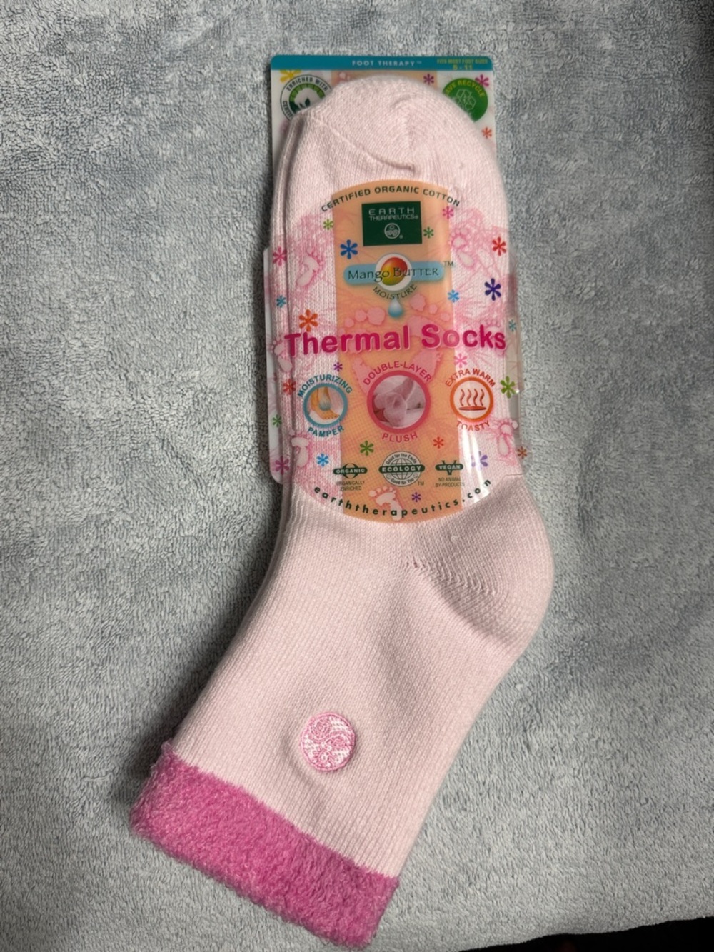 NEW Earth Therapeutic Thermal Socks - Moisturizing Mango Butter Organic Cotton